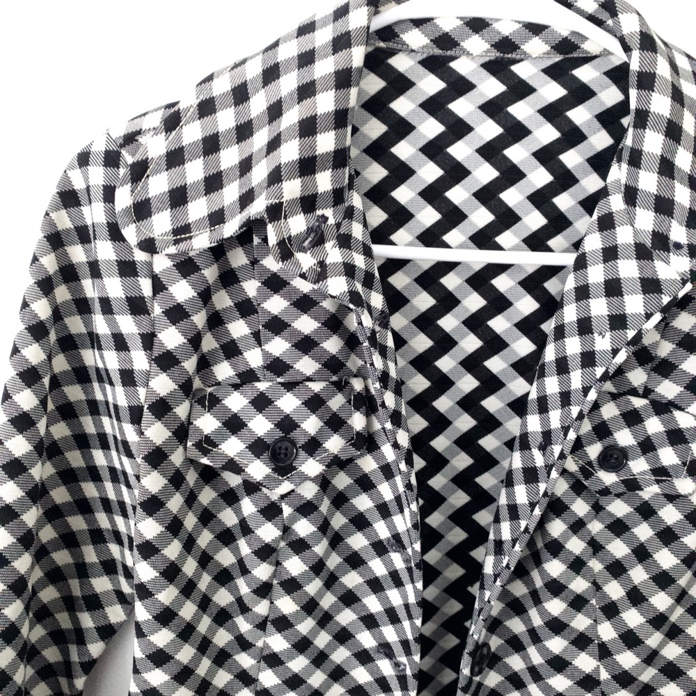 Lightweight Coat Black and White Flannel Striped